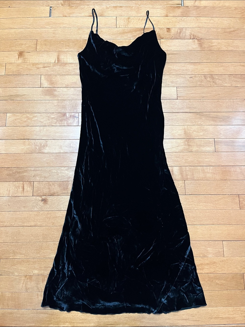 NWT Wilfred by Aritzia Black Spritz Velvet Midi Slip Dress